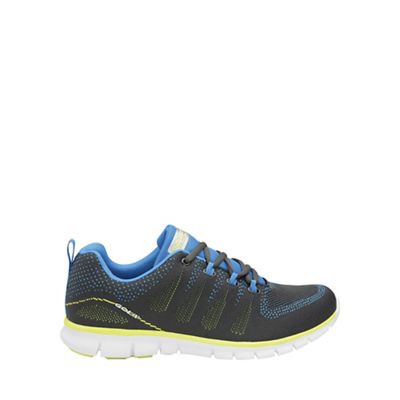 Charcoal/blue/yellow 'Tempe' mens trainers
